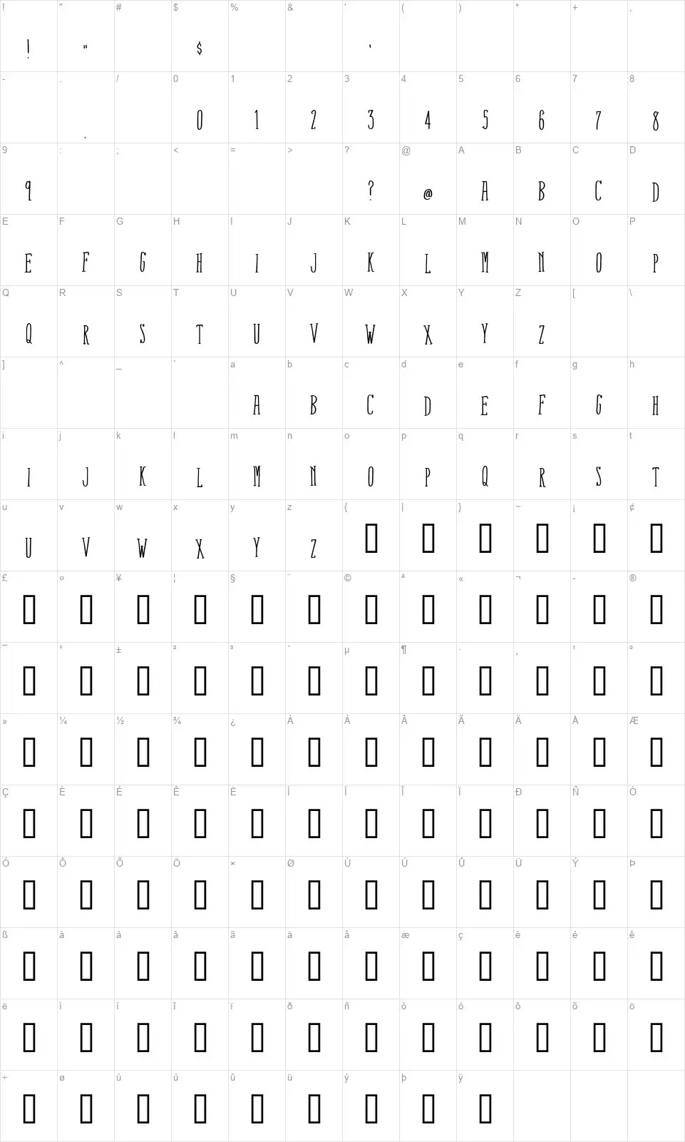 Fox Connectionfont character map