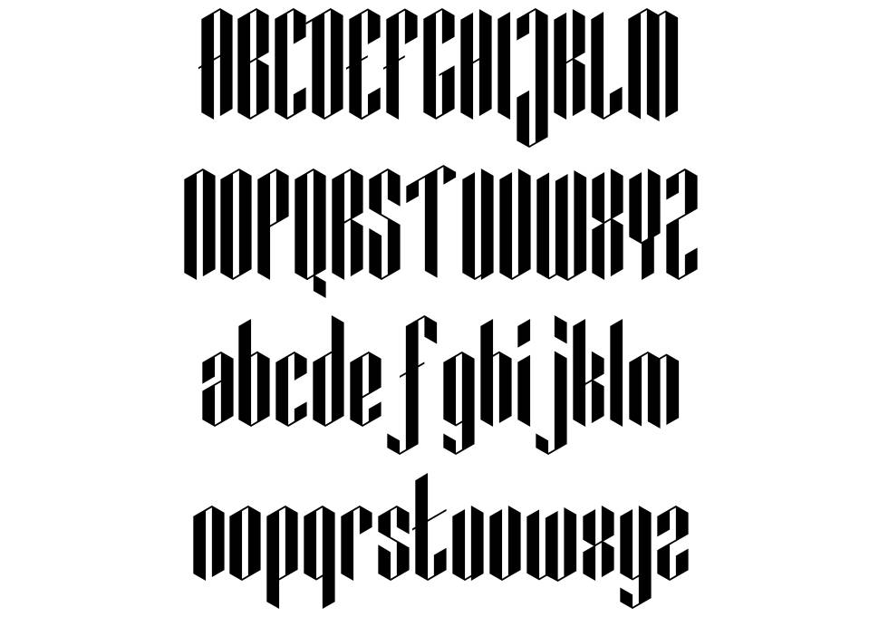 Fracmetrica Black písmo Exempláře