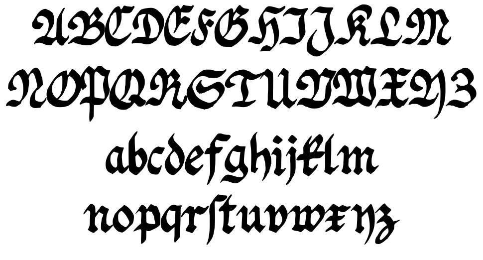 Fraktur Handschrift písmo Exempláře