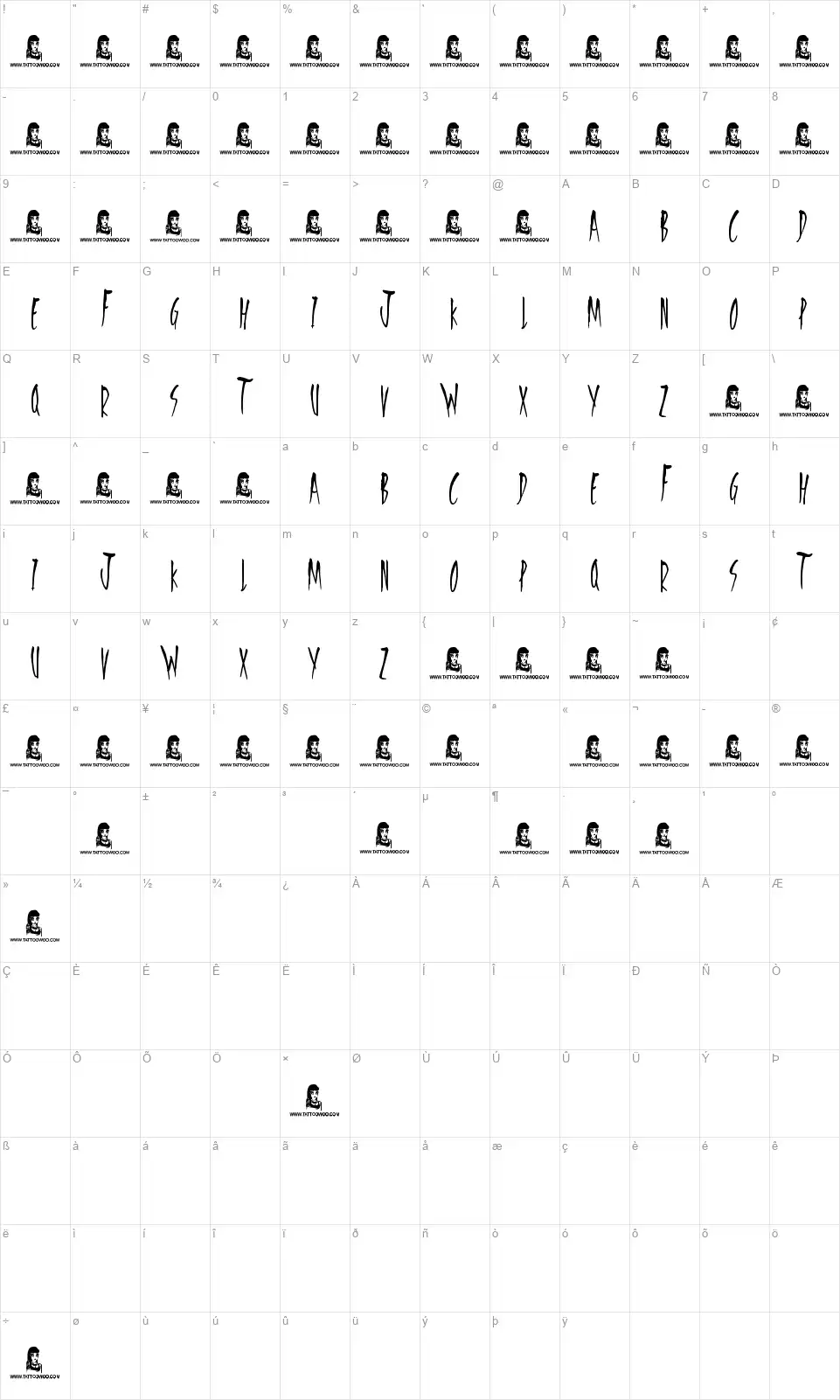 Freedom Fightersfont character map
