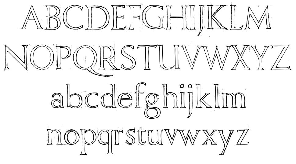 Freehand Roman font specimens