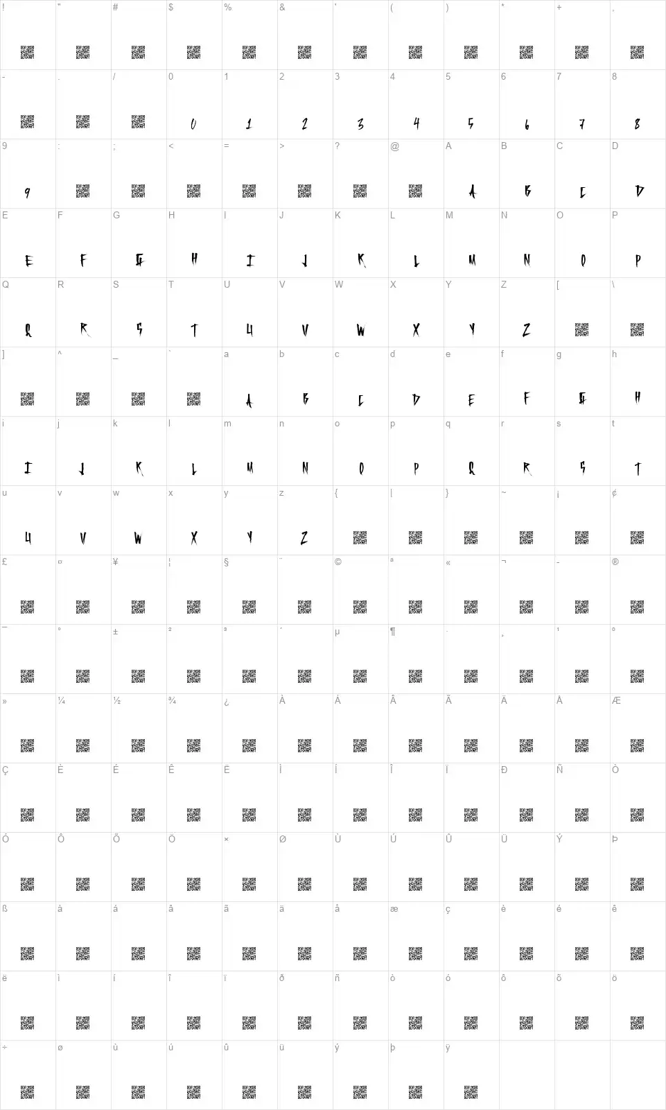 Freight Cartsfont character map