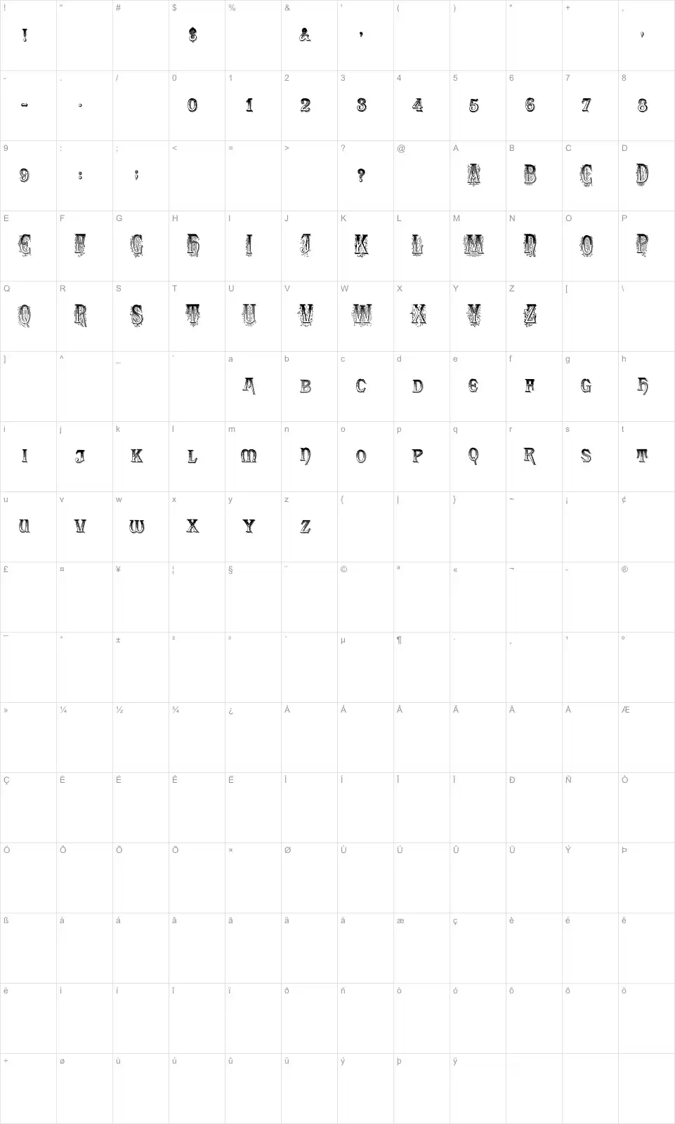 Fresco the Jackson Map Fresco the Jacksonfont character map