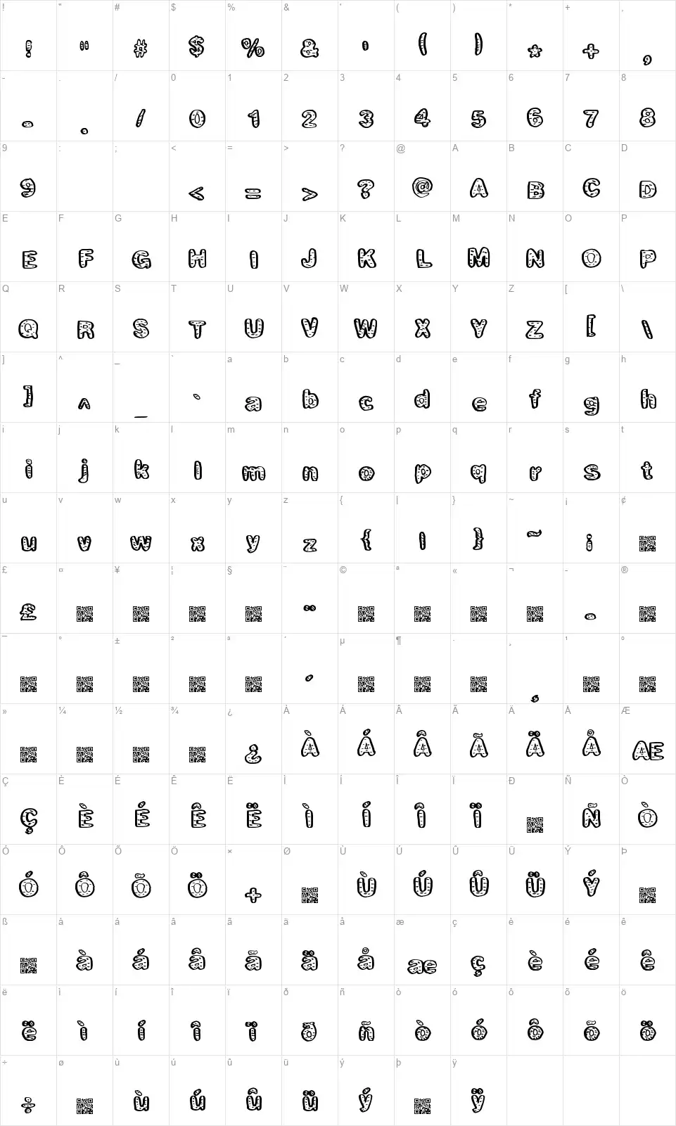 Fresh Bagelfont character map