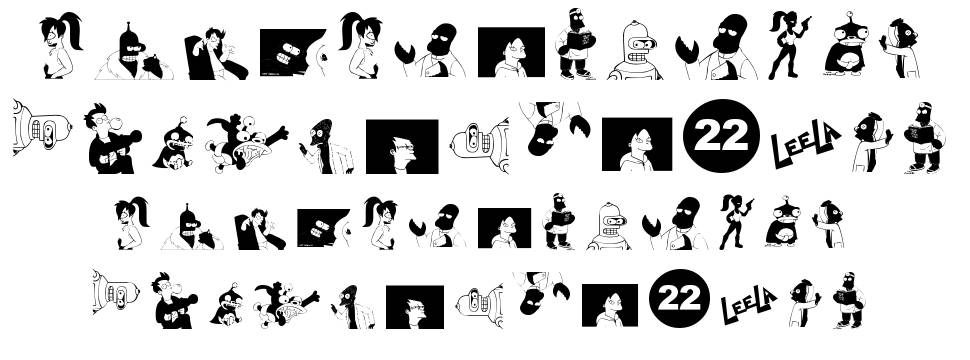 Futurama Alien Alphabet Two písmo Exempláře