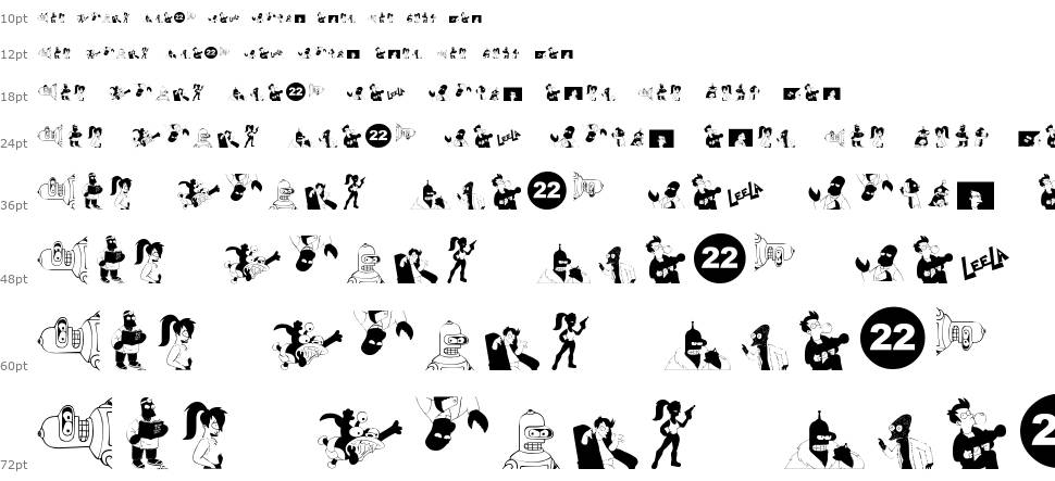 Futurama Alien Alphabet Two písmo Vodopád