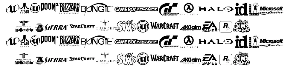 Game Logosfont specimens