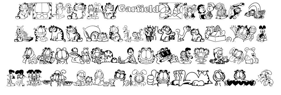 Garfield Hates Mondays Loves Fonts шрифт Спецификация