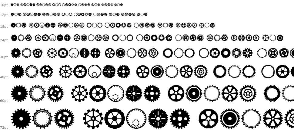 Gears Icons font Waterfall