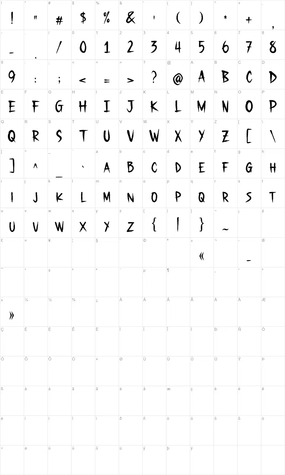 Gecko Moriafont character map