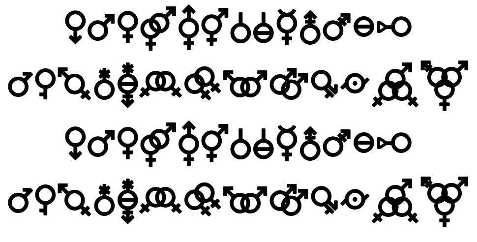 Gender Icons font specimens