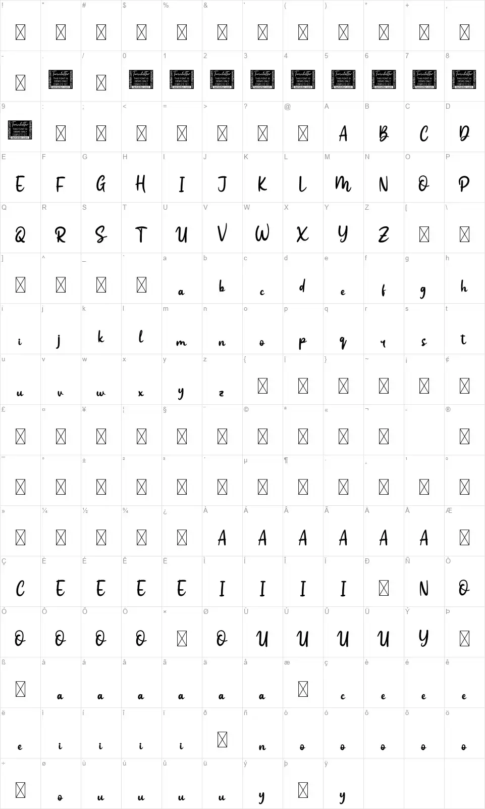 Gerdinganfont character map
