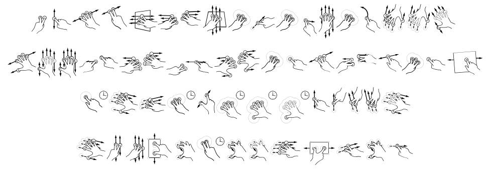 Gesture Glyphs font specimens