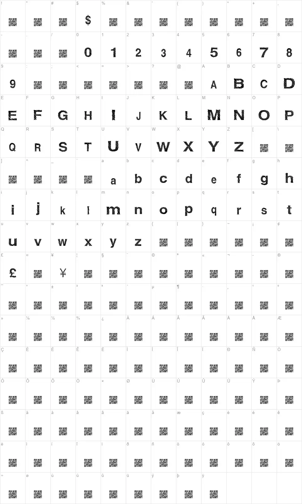 Gift Wrapfont character map
