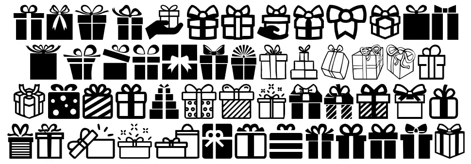 Gifts Iconsfont specimens