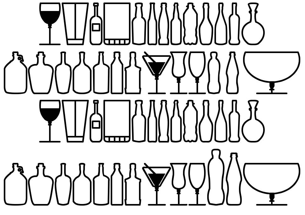 Glass and Bottles St písmo Exempláře