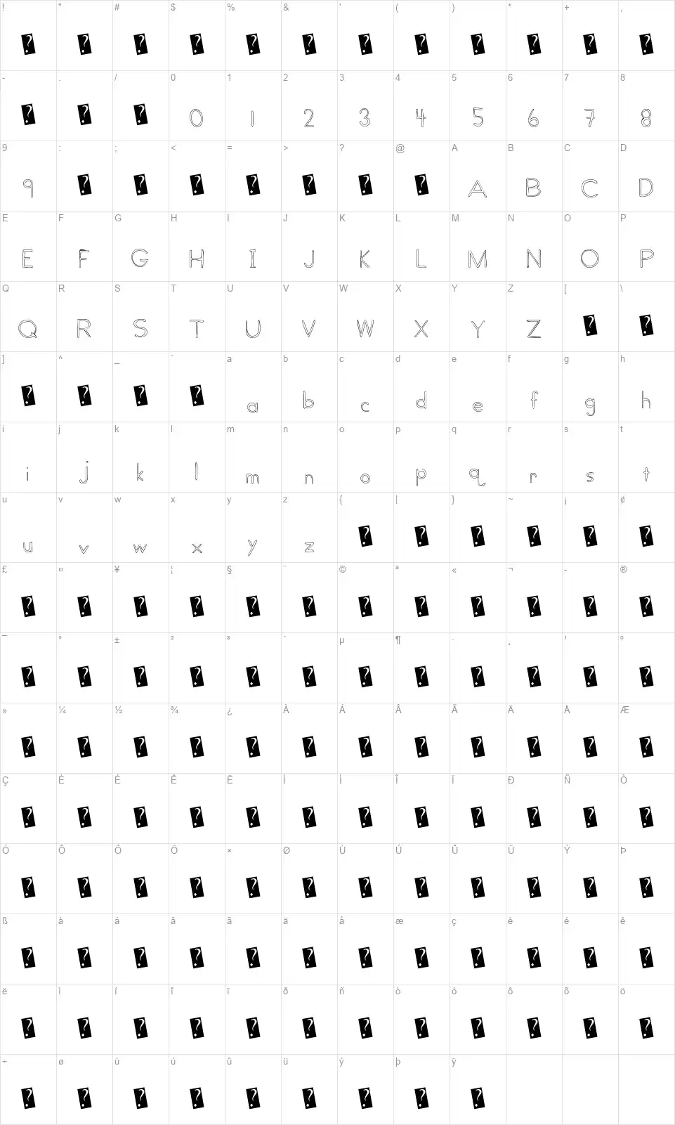 Global Villagefont character map
