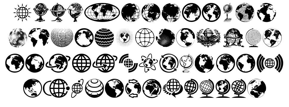 Globe Icons font specimens