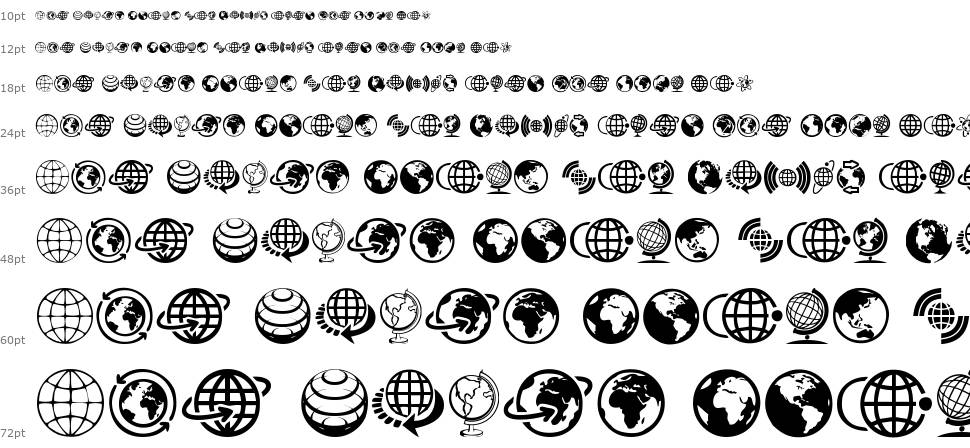 Globe Icons fuente Cascada