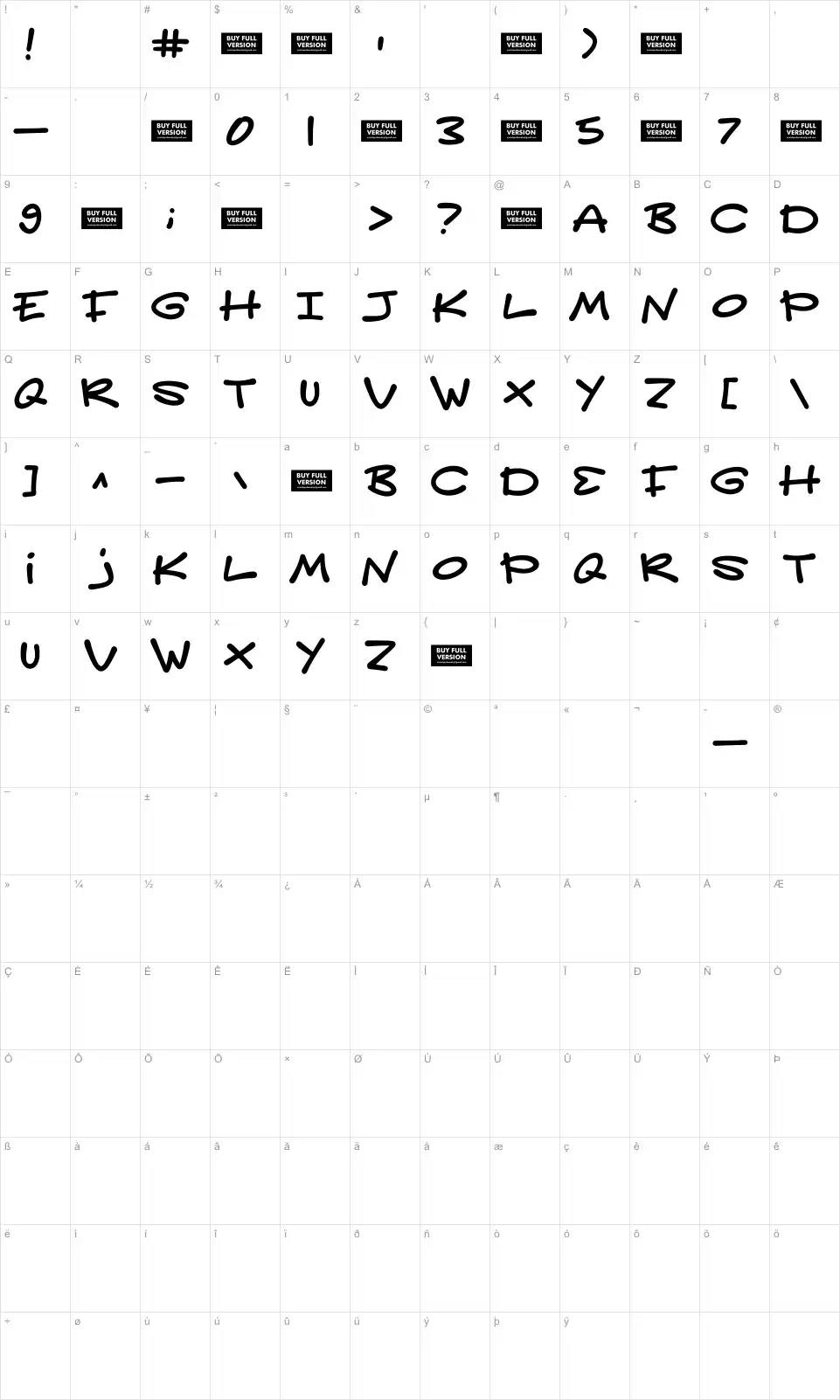 Glory Messup Map Glory Messupfont character map
