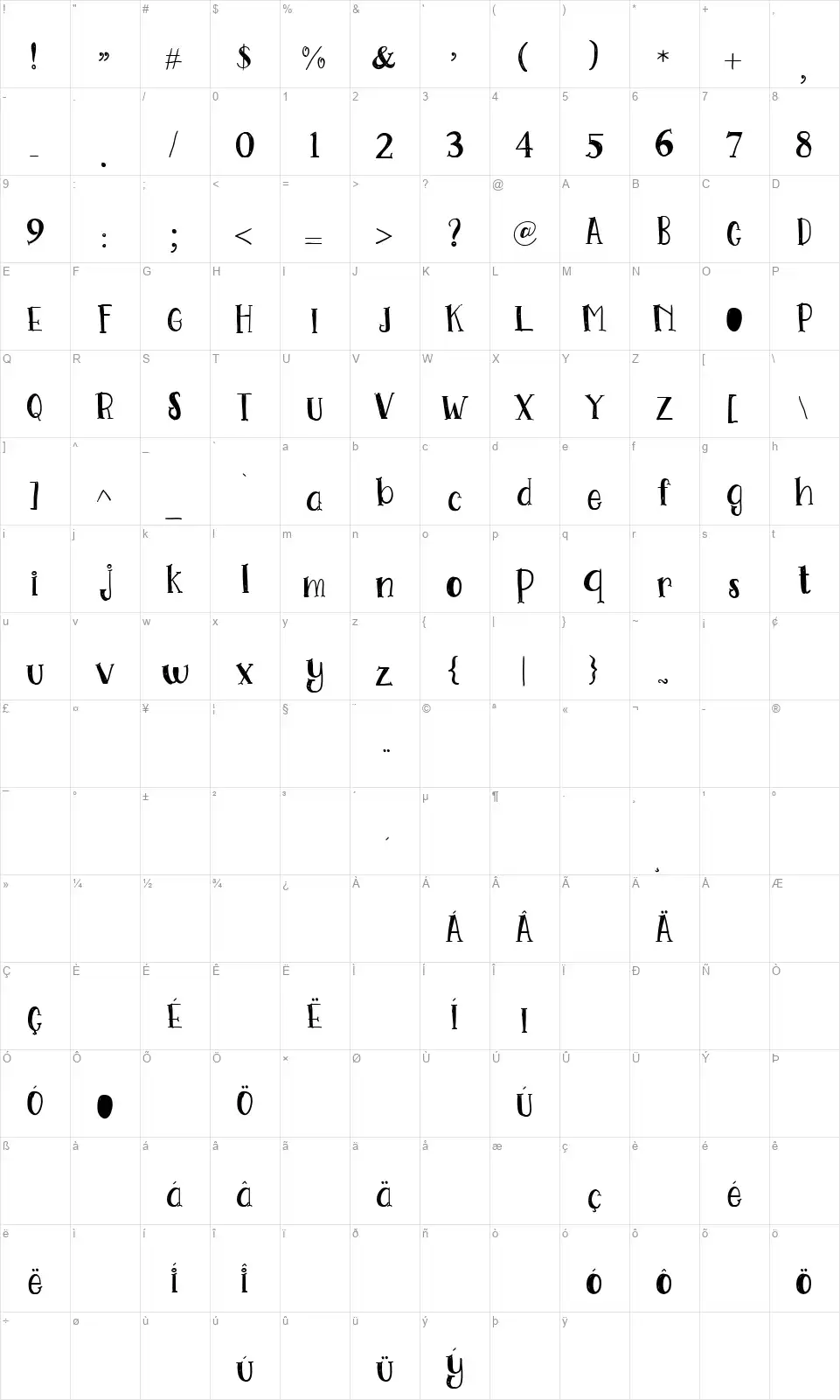 Go Doodlingfont character map