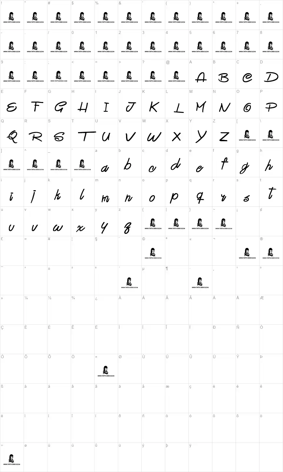 Good Dayfont character map