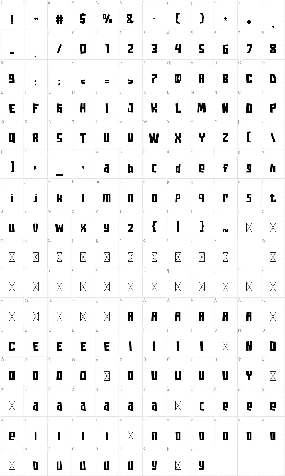 Good Gamefont character map