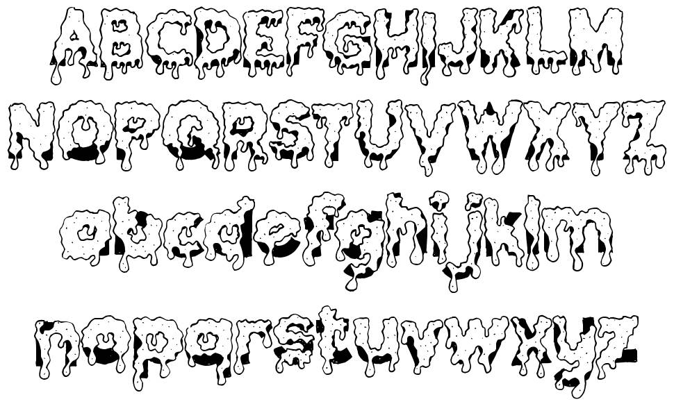 Gooey Drippy Sticky písmo Exempláře