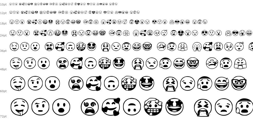 Google Emojis font Waterfall