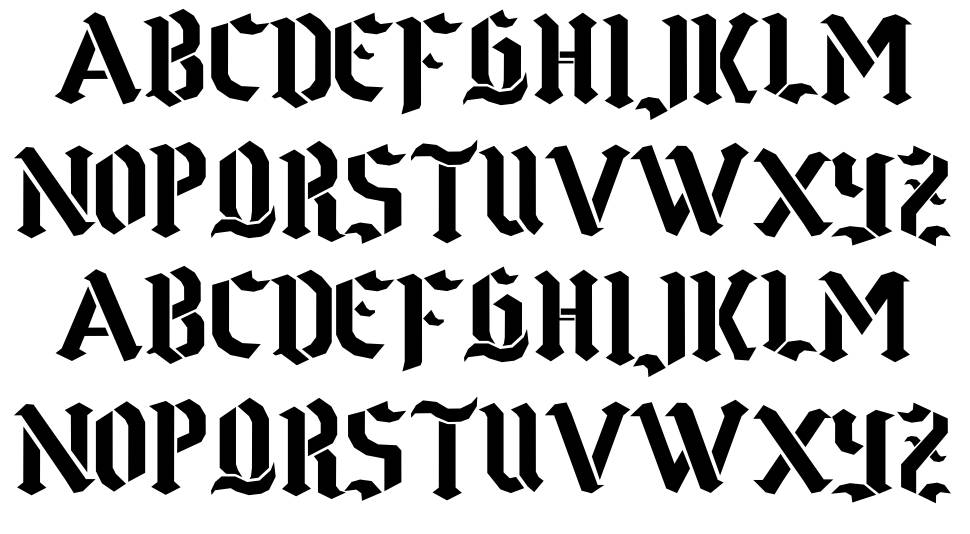 Goth Stencil font specimens