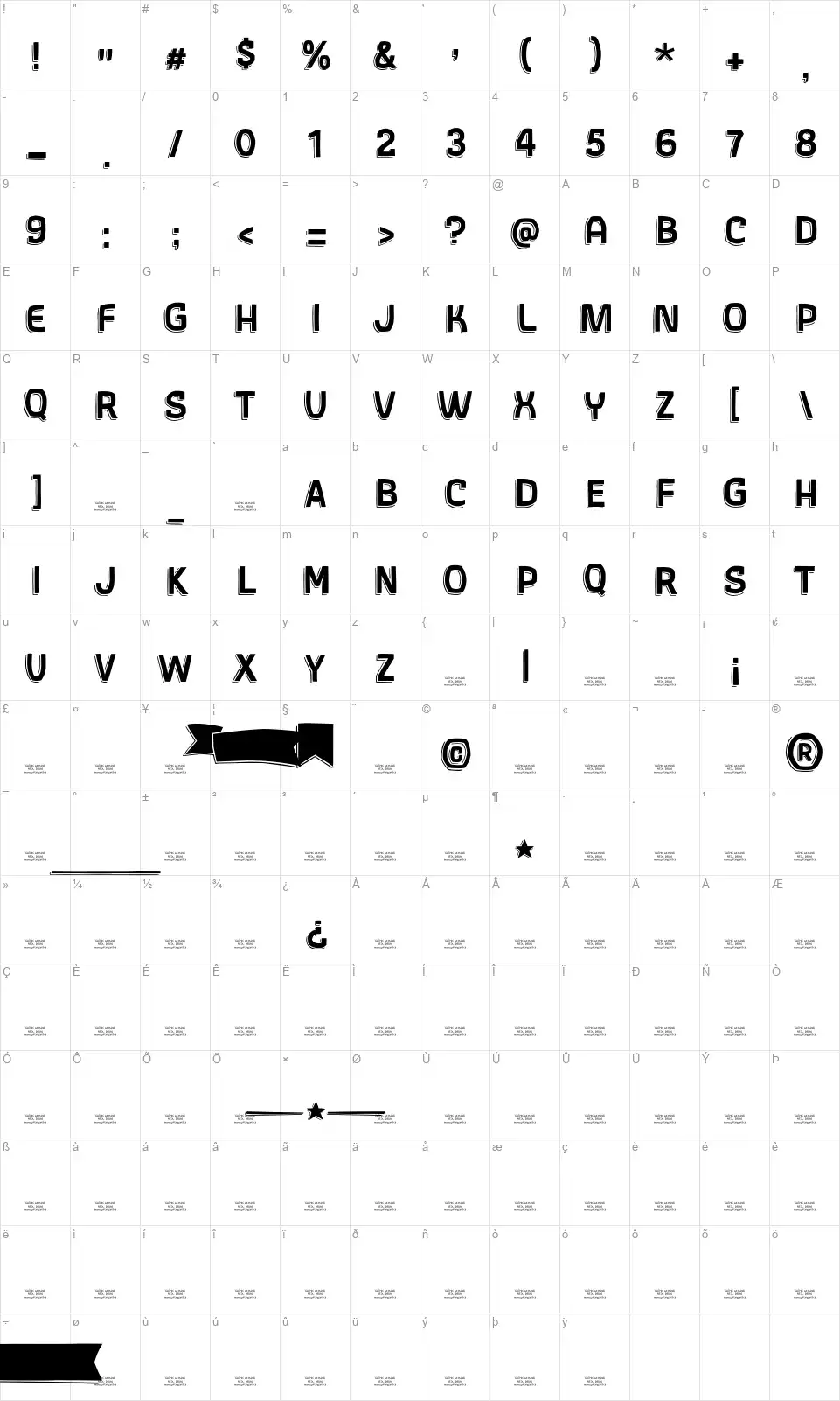 Gothic AX Handfont character map
