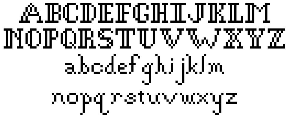 Gothic Pixel font specimens