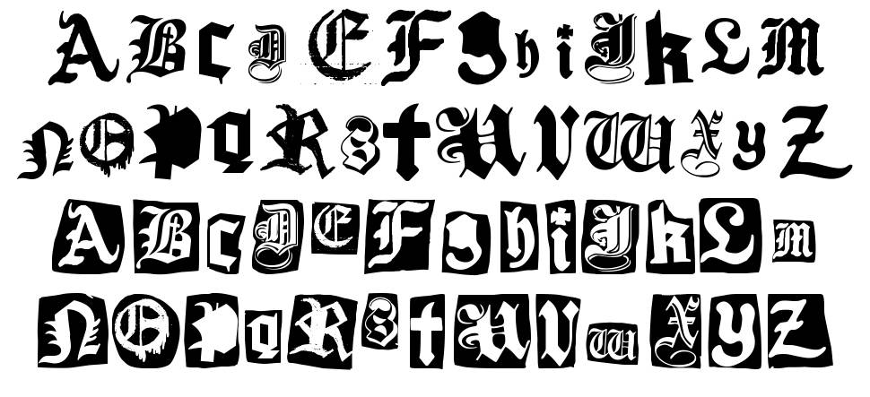 Gothic Punk font specimens