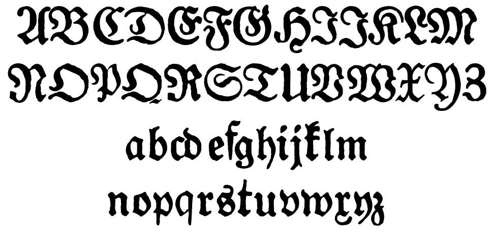 Gotyk Poszarpany písmo Exempláře