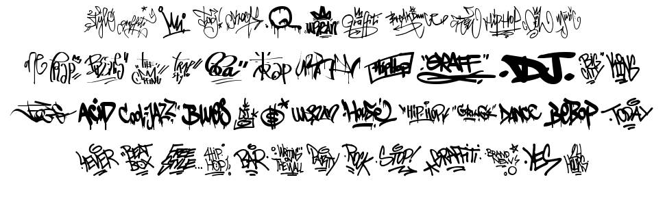 Graffiti Tags font specimens
