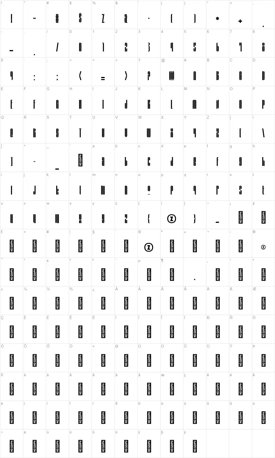 Grafika Type.4font character map