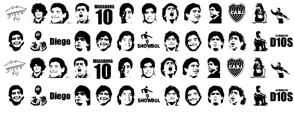 Grande Maradona fuente Especímenes