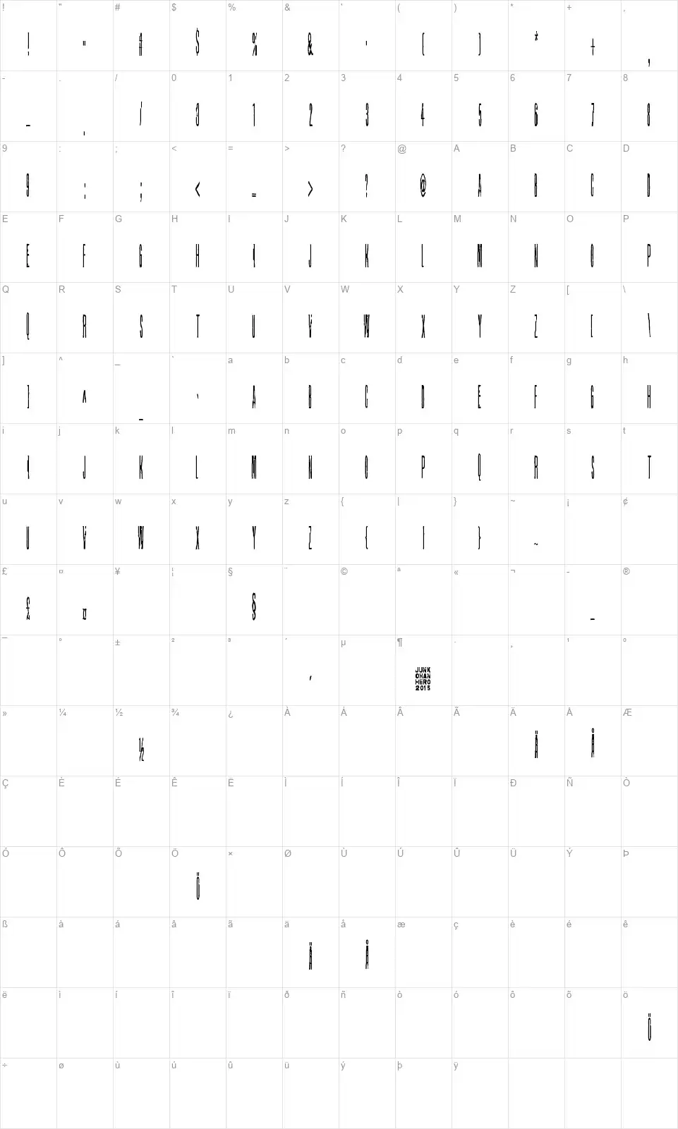 Grapevinefont character map