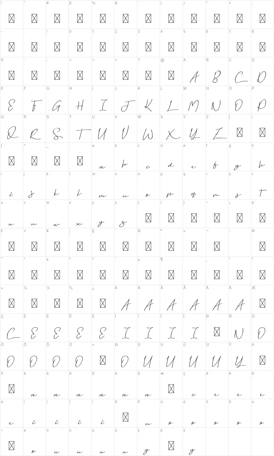Great Devotionfont character map