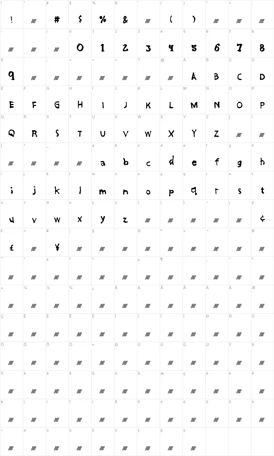 Great Friends DTfont character map