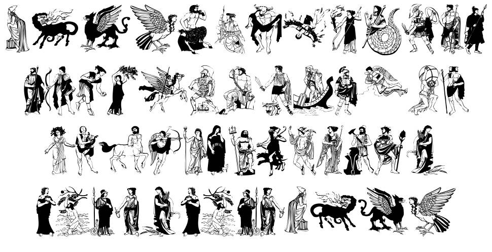 Greek Mythes font specimens