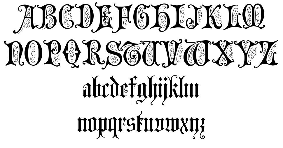 Grusskarten Gotisch 字形 标本