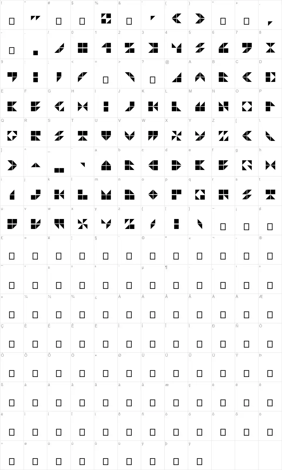H19A Lunafont character map