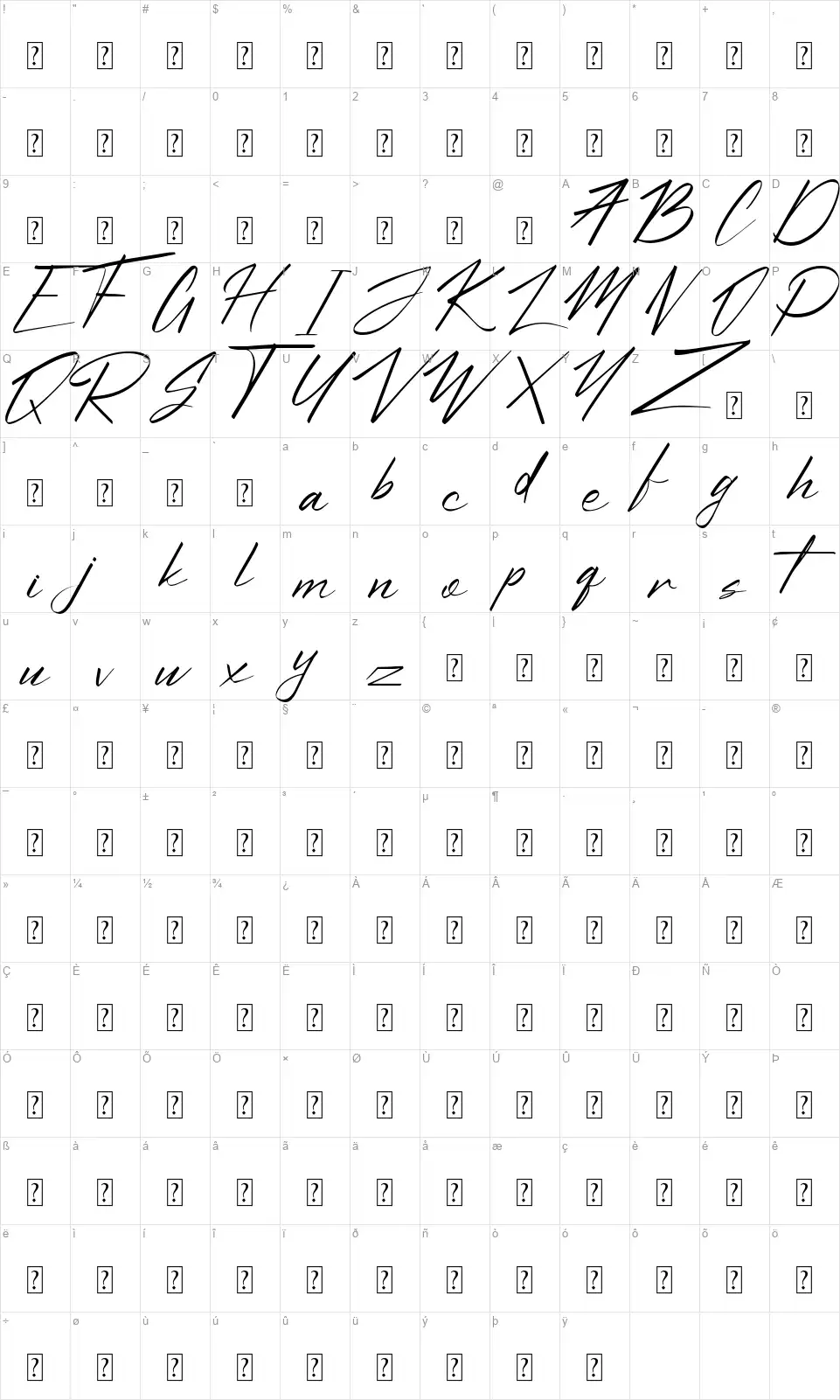 Hachiroufont character map