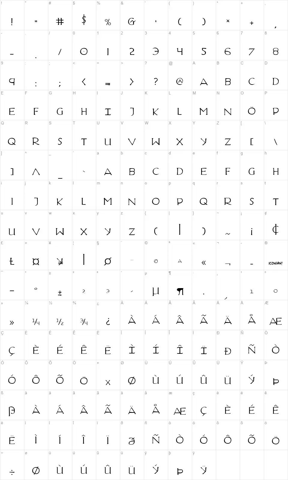 Hadriaticfont character map
