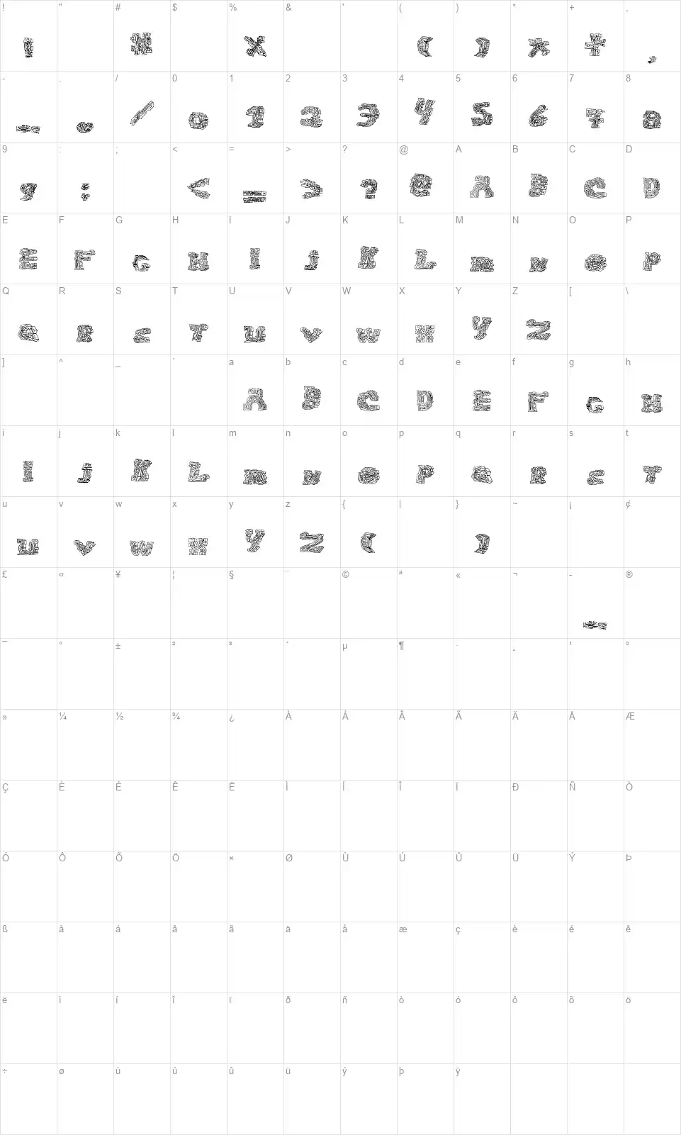 Halo-Sonicfont character map