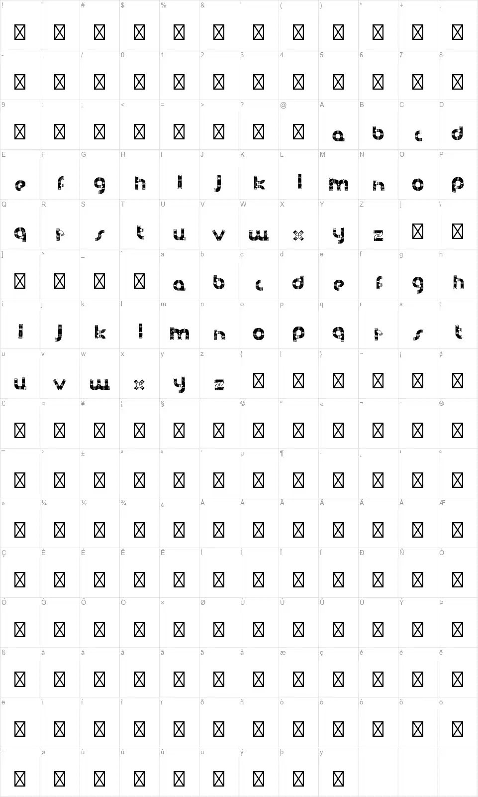 Handdrawn Pipefont character map