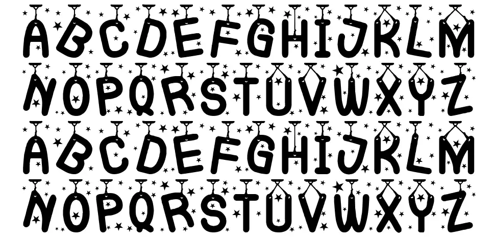 Hanging Partyfont specimens