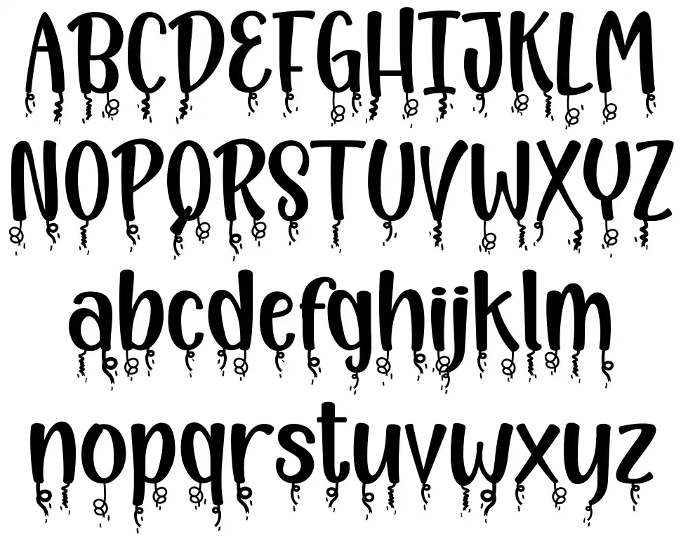 Happy New Year Party font specimens