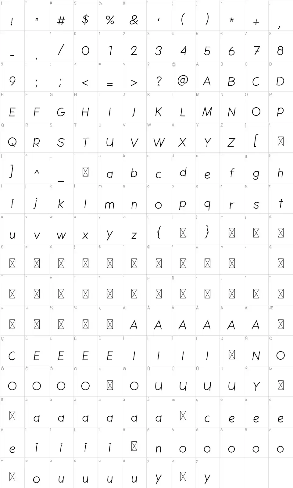 Happy Poppyfont character map